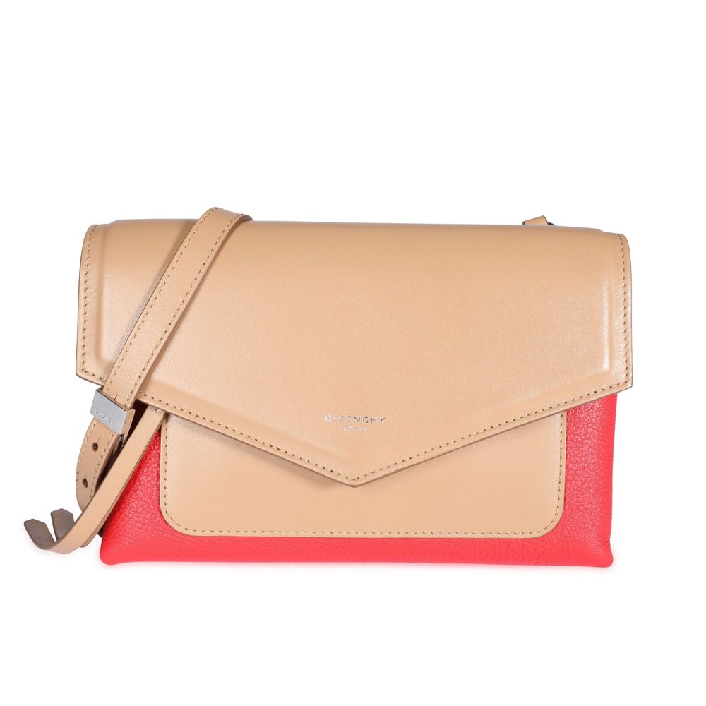 Givenchy Beige & Red Leather Duetto Crossbody Bag